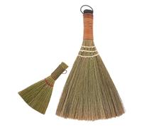 Homoyoyo 2pcs Natural Grass Mini Desk Whisk Broom Lightweight Portable Sweeper for Home Office Table Cleaning Soft Bristles Safe Floors Compact Handheld Sweeper for Corners Furniture and