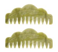 Homoyoyo 2pcs Natural Jade Hair Comb Scalp Massage Tool for Home and Travel Static Design Smooth Teeth for Tangle Hair Enhances Blood Flow and Relaxation