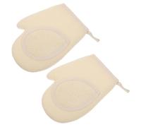 Homoyoyo 2Pcs Natural Loofah Exfoliating Bath Gloves Beige Body Scrub Scrubbing Mitts for Deep Cleansing Soft Household Bathing Tools for Men Women Daily Use