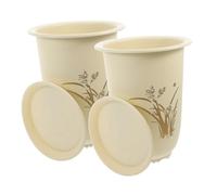 Homoyoyo 2Pcs Orchid Nursery Plant Pots with Drainage Holes and Saucers Indoor Resin Flower Planters for Living Bedroom Kitchen Garden Office Use Beige Imitation Purple Sand Design