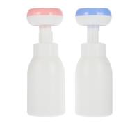 Homoyoyo 2Pcs Pack Flower-shaped Foaming Soap Dispensers for Hand Wash and Shower Gel Reusable Pet Bubble Making Bottles with Easy Push Pump Travel-friendly Pink and Blue