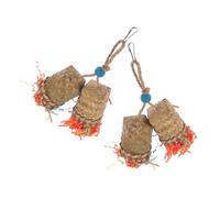 Homoyoyo 2pcs Parrot Hanging Chewing Natural Palm Leaf Shredding Bird Cage Accessories for Small Birds Parrots Budgies Conures with Wear-resistant Material and Bright Colors for Foraging