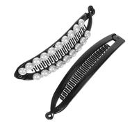Homoyoyo 2pcs Pearl Banana Clips for Women Stylish Hair Accessories for Thick Fine Hair Reliable Hold for Formal Events Active Lifestyles Secure Grip for Polished Style for Weddings Parties