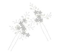 Homoyoyo 2pcs Pearl Hairpins Set with Rhinestone Shaped Design for Wedding Elegant Hair Accessories for Brides and Bridesmaids for Special Occasions
