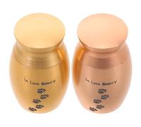 Homoyoyo 2pcs Pet Memorial Ashes Urns Small Metal Cremation Keepsake Boxes with Paw Print for Dog Teeth Storage Compact Gold Rose Gold