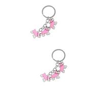 Homoyoyo 2pcs Pink Car Accessories Personalised Keyring Metal Keychain Fashion Pendant for Women Girls