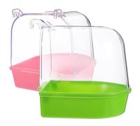 Homoyoyo 2pcs Plastic Bird Bathing Tubs for Parrots and Birds, Suitable for Hanging outside Most Cages, Moisturizes Skin, for Summer and Winter Use Assorted style