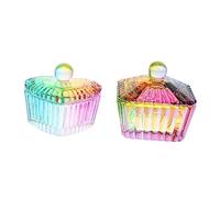 Homoyoyo 2pcs Plated Crystal Nail Art Cup Lid for Manicure Nail Design Display and Dip Powder Mixing Glass Cup