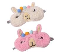 Homoyoyo 2Pcs Plush Cartoon Animal Eye Masks for Adults Soft Furry Sleep Covers with Light Blocking Breathable Travel Eye Masks for Comfortable Rest and Pressure Relief