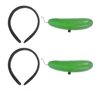 Homoyoyo 2pcs Plush Cute Cucumber Headband for Makeup and Spa Days, Lightweight Cartoon Vegetable Costume Hair Accessory that Sparks Laughter and Offers Long Term Wear