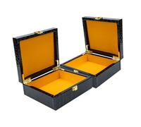 Homoyoyo 2Pcs Portable Flip-top Cigar Storage Box with Handle Faux Crocodile Texture Multi-purpose Organizer for Cigars Jewelry and Items Dust-resistant Design