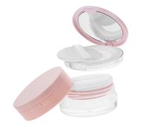 Homoyoyo 2pcs Portable Small Powder Puff Containers with Mirror Elastic Mesh Design Loose Powder Compact Cases for Travel Makeup Mini Lightweight Plastic Body Storage Box