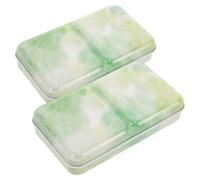 Homoyoyo 2pcs Portable Watercolor Palette Durable Iron Mixing Case with Built in Tray for Artists DIY Enthusiasts Travelers Half Pans for Watercolor Oil Painting