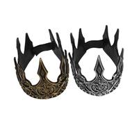 Homoyoyo 2pcs Pu Foam Cosplay Crown Set, Golden and Silver Medieval King Crowns for Men, Royal Costume Headband Decoration for Party, Prom, and Homecoming