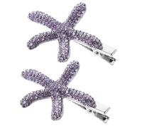 Homoyoyo 2Pcs Purple Sea Star Hair Clips Sparkly Rhinestone Hair Accessories for Women Unique Hair Clasps for Beach Weddings and Parties