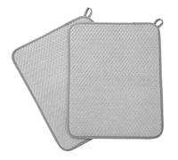 Homoyoyo 2pcs Quick Drying Dish Drainer Pad Double Function Hot Pot Mat Absorbent Kitchen Sink Mat with Hanging Loop for Counter and Bathroom Protection Grey