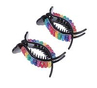 Homoyoyo 2Pcs Rainbow Rhinestone Hair Clamp Retro Female Hair Clips for Casual Hairstyles Professional Salon Clips for Parties Daily Wear