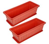 Homoyoyo 2pcs Rectangular Plastic Planters for Flowers and Cacti, Thickened Sturdy Garden Pots Resistant to Crack and Scratch, for Flower Garden Nursery Production and Greening Engineering