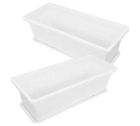 Homoyoyo 2pcs Rectangular Plastic Planting Pots Window Sill Planters White Scratch Resistant Sturdy Flower Garden Nursery Production Balcony Vegetable Garden
