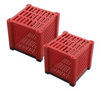 Homoyoyo 2pcs Red Filter Media Storage Box Hollow Cube for Fish Tank Aquarium Canister Filter