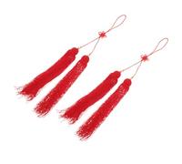Homoyoyo 2pcs Red Tai-Chi Sword Tassels for Martial Arts Fitness and Competition, Vibrant Hanging Tassel Pendants, Chinese Sword Tail Decor Accessories