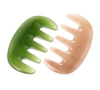 Homoyoyo 2pcs Resin Gua Sha Scalp Massager Comb Set Wide Five-tooth Design, Pink and Green Hair Massage Scraping Tool for Relaxation and Manual Physical Therapy