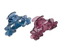 Homoyoyo 2pcs Resin Hair Claw Clips Stylish Hollow Three-petal Hair Grips for Girls Random Color for Daily and Party Use