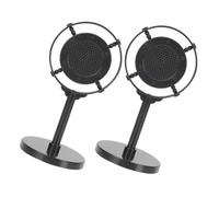 Homoyoyo 2pcs Retro Microphone Prop Set Black Simulated Vocal Mic Party Role Play Music Theme Decorations Photobooth Background Accessories