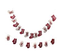 Homoyoyo 2pcs Reusable Christmas Bunting Banner Xmas Party Decorations with Festive Lettering and Colorful Triangle Flags Easy to Hang Indoor Outdoor Ornament for Holiday Celebration