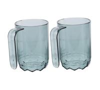 Homoyoyo 2pcs Reusable Unbreakable Bathroom Mouthwash Cup Plastic Toothbrush Holders for Family Brushing Compact Blue Rinsing Tumbler for Adults