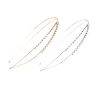 Homoyoyo 2pcs Rhinestone Cross Headband Elegant Crystal Hair Accessories for Weddings Parties and Daily Use Shiny Silver Rose Gold Headwear for Women