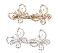 Homoyoyo 2Pcs Rhinestone Studded Butterfly Hair Clips Elegant Female Headwear Hairpins for Stylish Hairstyles Hair Accessories for Women and Gold Silver