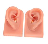 Homoyoyo 2pcs Silicone Ear Piercing Models High Simulation Practice Mold Flexible Artificial Ears for Jewelry Training Teaching Supplies Deep Skin Tone Left Right
