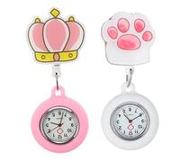 Homoyoyo 2pcs Silicone Luminous Mount Nurse Watch Clip-Design Student Nurse Watch Quality Quartz Movement