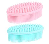 Homoyoyo 2pcs Silicone Massage Scrub Hair-Washing Brush for Shower Gentle Exfoliating Body Cleaning Tool Soft Silicone Easy-Dry Design for Family Bath and Spa Use Random Color