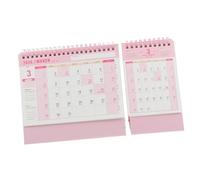 Homoyoyo 2pcs Small Desk Calendar Retro Minimalist Standing Flip Desktop Planner Twin Wire Binding for Daily Scheduling Office Home Study Pink