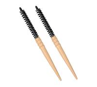 Homoyoyo 2pcs Small Hair Curling Brush with Wooden Handle Ergonomic Hair Styling Comb for Women for Detangling Massaging Scalp and Creating Volume and Waves