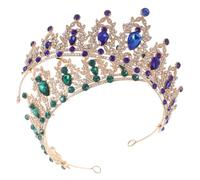 Homoyoyo 2pcs Sparkly Crystal Bridal Headband Lightweight Comfortable Wedding Crown for Bride Rhinestone Hair Jewelry in Green and Blue for Weddings Birthdays and Celebrations