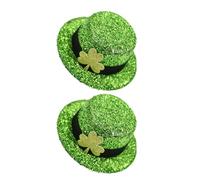 Homoyoyo 2Pcs St Patrick’S Day Shamrock Top Hat Hair Clips Glitter Decorative Hairpins Party Accessories for Women