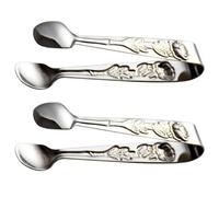 Homoyoyo 2Pcs Stainless Steel Mini Ice Cube Clips Rose Pattern, Small Multi-Purpose Food Tongs for Cookies, Candy, and Home Serving