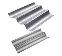 Homoyoyo 2pcs Stainless Steel Perforated Wave Bread Baking Trays Non-Stick French Baguette Molds for Home Bakers Kitchen Baking Tools Food-Safe Bakeware