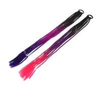 Homoyoyo 2Pcs Synthetic Braided Ponytail Hair Extensions for, Gradient Color Ombre Dreadlock Hairpieces, Festival Cosplay Party Hair Accessories