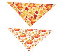 Homoyoyo 2PCS Thanksgiving Pet Drool Towel Triangular Scarf with Festive Turkey and Maple Leaf Prints Reusable Soft Scarf for Dogs and Cats Comfortable Chest Protector and Holiday