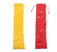 Homoyoyo 2pcs Thickened Brocade Calligraphy Storage Bags with Elegant Tassel Chinese Style Scroll and Hand Fan Protection Pouches Multipurpose Organza Bags for Wedding Gifts and Artwork
