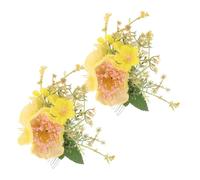 Homoyoyo 2PCS Tropical Flower Hair Comb Hibiscus Plumeria Clip for Luau Party Wedding Bridal Updos Fade-resistant Hawaiian Hair Accessory for Chignon and Boho Styles