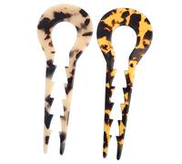 Homoyoyo 2Pcs U Shape Hair Forks for Women Chinese Style Acetate Hairpins with Smooth Rounded Teeth Non Slip Hair Sticks for Buns and French Hairstyles Beige Tortoiseshell