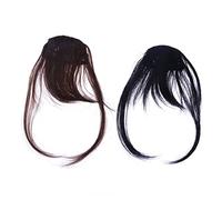 Homoyoyo 2pcs Ultra-thin Front Hair Fringe Clip-in Bangs Hair Extensions for Women Natural Black Adjustable Clips Lightweight and Comfortable Suitable for Daily Party Cosplay and Halloween