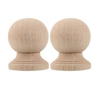 Homoyoyo 2Pcs Unfinished Wood Finials for Crafts and Fence Post Caps, 8X10Cm Solid Wood Staircase Baluster Newel Post Tops, Decorative Wooden Ball Finials for Interior Stair Rails and