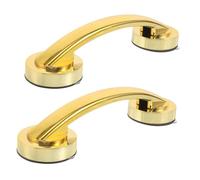 Homoyoyo 2pcs Upgraded Large Gold Suction Cup Grab Bars Adhesive Removable Safety Handles for Bathroom Shower Kitchen Sliding Glass Doors No Drilling Required Reliable Support for Seniors