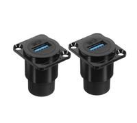 Homoyoyo 2pcs USB Panel Mount Socket Adapter Fixed D-type Connector Female to Female Pass Through for Rapid Data Transfer with Front and Back Insertion Cable Compatible